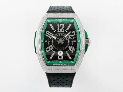 Franck Muller Factory Franck Muller Vanguard Yachting V45 RACING series Silver steel case with White diamonds Diameter 44mm watch